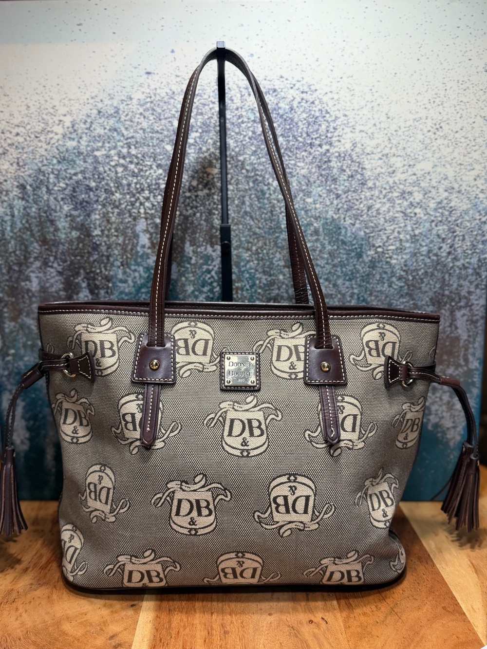 Dooney & Bourke Classic Vintage Donegal Crest Davis Tassel Tote